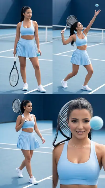 2x2 Light Blue Tennis Fashion Collage