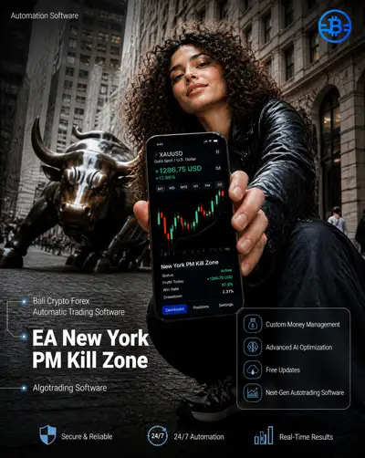Bali Crypto Forex fintech ad poster with Wall Street bull