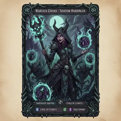 Dark Fantasy Warlock RPG Card