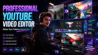 Cinematic advertisement for a professional YouTube video editor