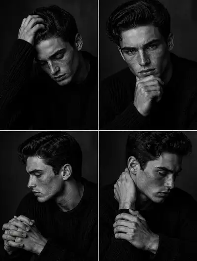 Contemplative Black and White Studio Portrait Series