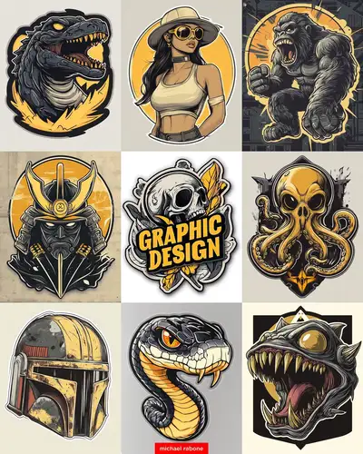 Midjourney Graphic Design Sticker Style