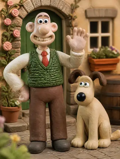Claymation style scene with hand-molded clay textures