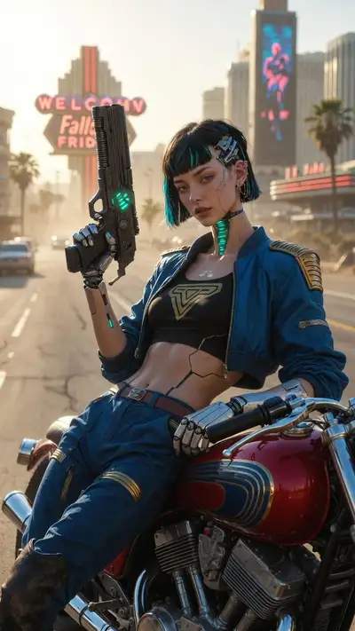 Female Cyborg in Post-Apocalyptic Las Vegas