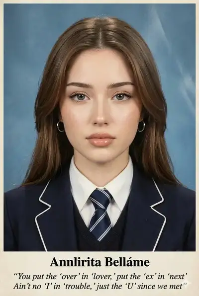 Retro yearbook-style printed portrait with photo-shine filter