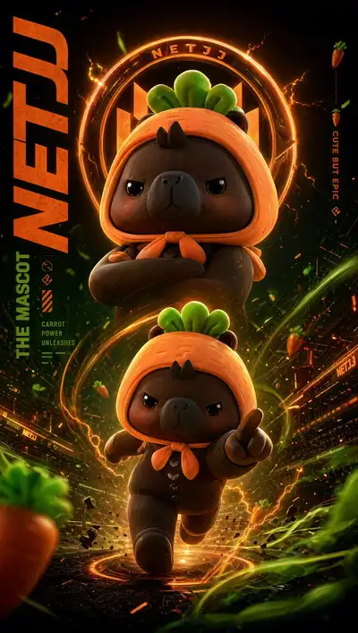 NetJJ Mascot Phone Wallpaper Design