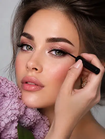 Studio Makeup Shoot Applying Liquid Eyeliner