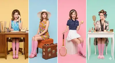 Retro pop-art four panel character role series