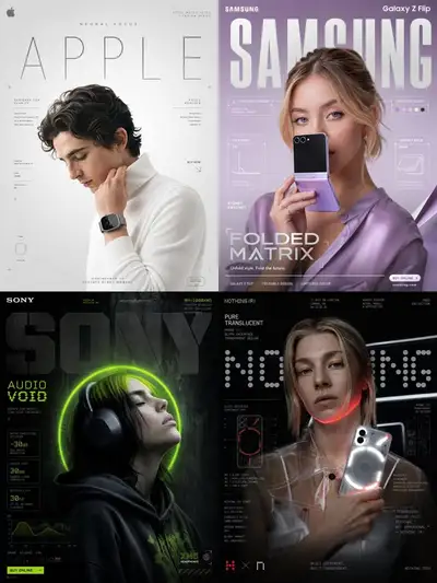 Modèle d'affiche de marque de wearables technologiques minimaliste