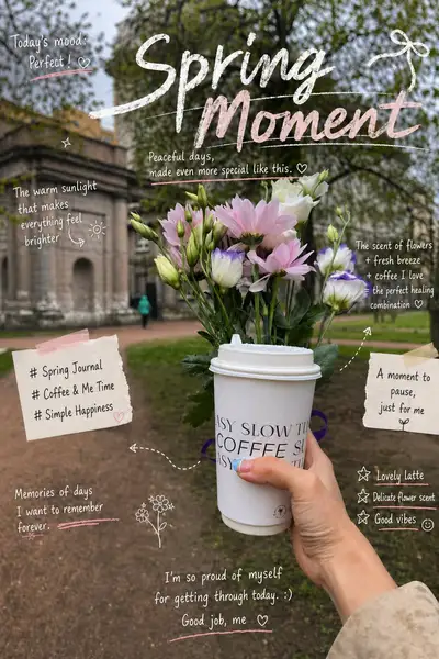 SNS-Magazin-Poster-Prompt mit handschriftlichen Verzierungen