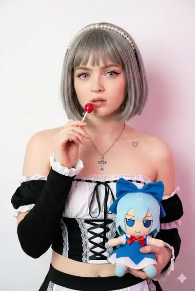Photorealistic Cosplay Portrait: Maid with Lollipop