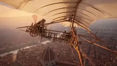 Leonardo da Vinci Flying Machine Over Florence