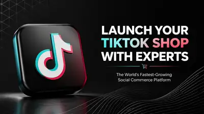 Dark tech promo graphic for TikTok Shop launch
