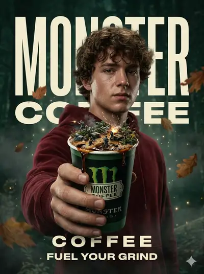 Cinematic Monster Energy Coffee Ad Poster
