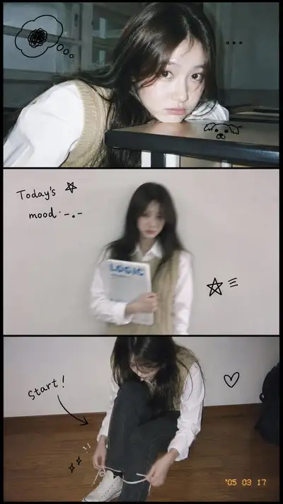 韓国風2000年代の大学生プリクラ風写真スタイル