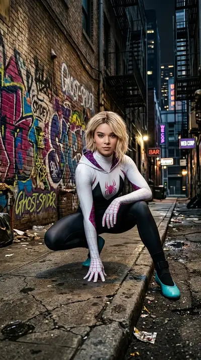 Spider-Gwen Editorial Portrait Prompt