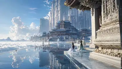 Cinematic Eastern Divine Realm Film Still