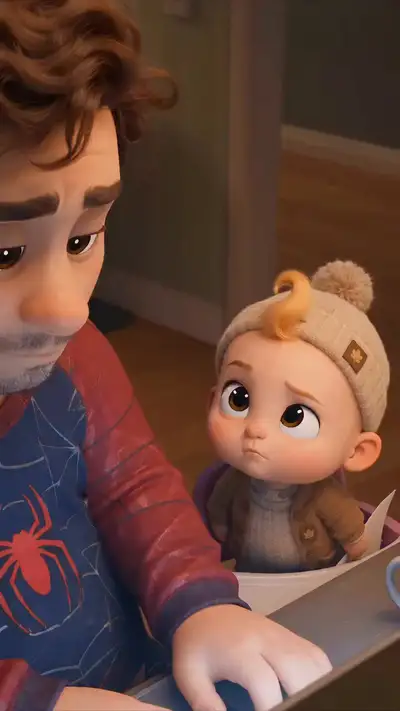 Heartwarming 3D Family Scene with Father and Baby