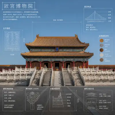 Forbidden City museum object technical infographic template