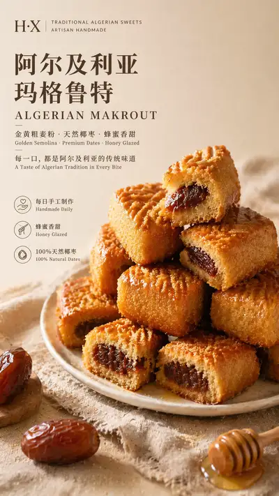 Algerian Makrout Honey Pastry Bakery Ad