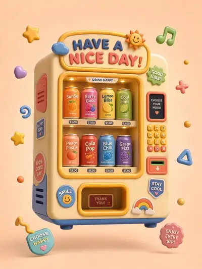 Clay-render vending machine hero object template