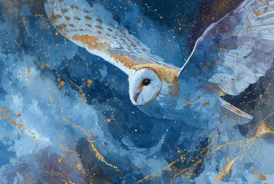 Cosmic Watercolor Owl Cinematic Zoom