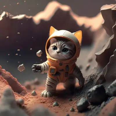 Claymation-Katze Weltraumpilot