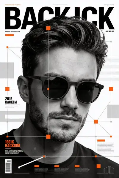 Monochrome Beckham design poster with orange accent