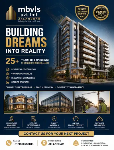 Premium construction brand advertisement poster, MBVLS variant