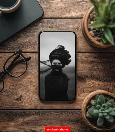 Cinematic Portrait in Black Ribbons