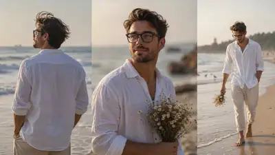 Cinematic Beachside 3-Panel Collage of a Man