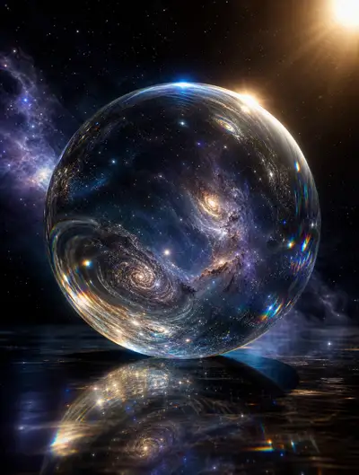 Planète en verre transparent flottant dans l'espace