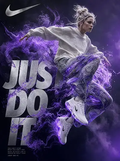 Surreal Nike Just Do It energy burst artwork