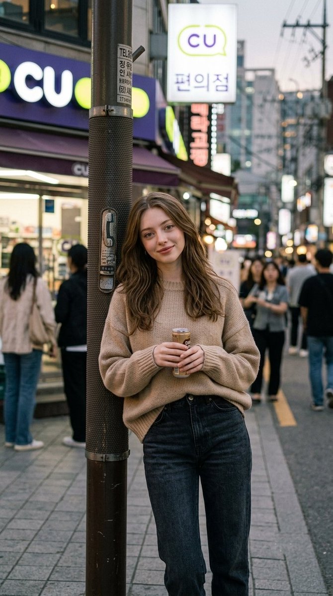 Korean drama street style portrait with scene options