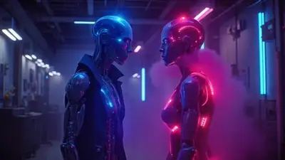 Two Cyborgs Merging Video Prompt