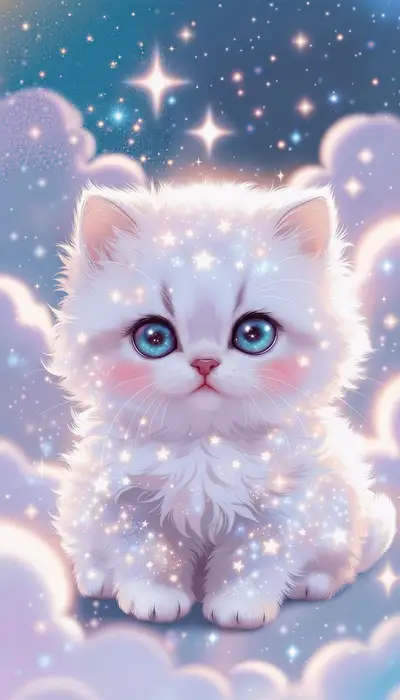 Chibi Starry Kitten Wallpaper Prompt