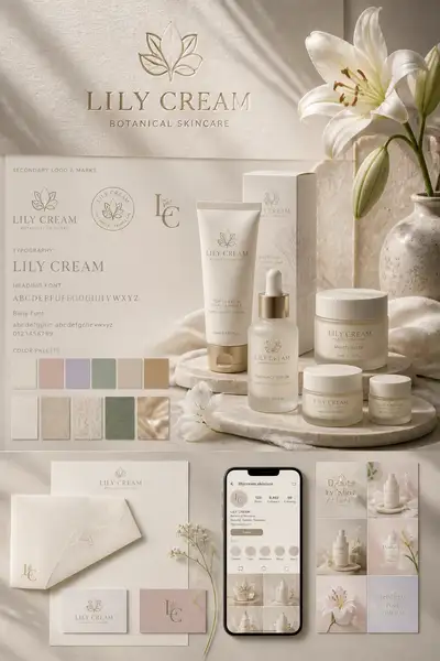 Lily Cream luxury skincare brand identity showcase