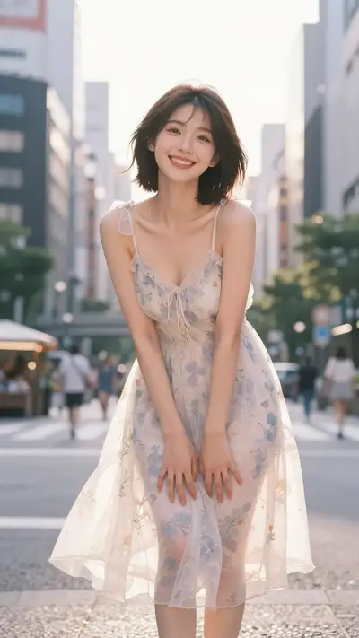 Tokyo travel portrait of a fashion influencer in 2.5D CG style