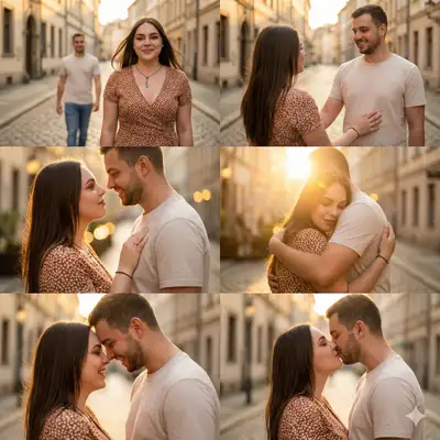 Cinematic Six-Frame Romantic Reunion Photo Collage