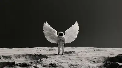 Astronaut on the Moon with Angel Wings (Midjourney)