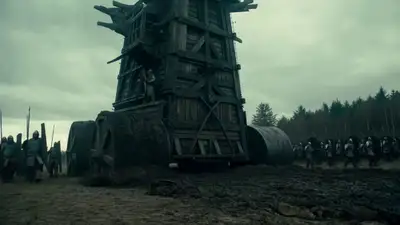 Epic Siege Tower Battlefield Tracking Shot