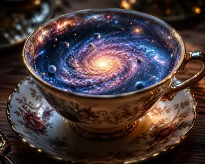 Galaxy in a Porcelain Teacup Macro Shot