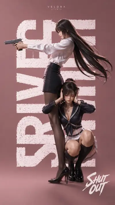 Cinematic Action Fashion Poster with Two Characters (Chinese)