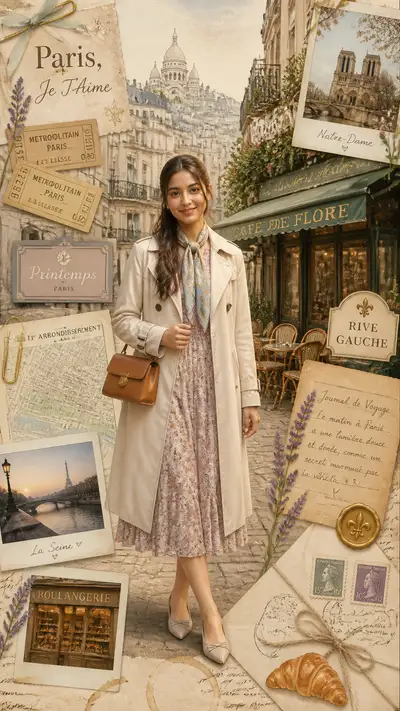 Collage portrait scrapbook de voyage parisien