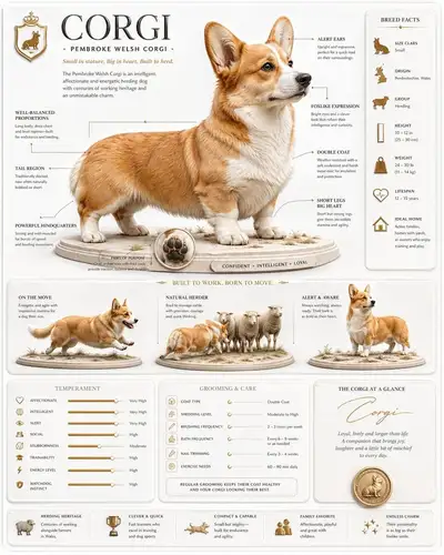 3D dog breed anatomy and grooming infographic template