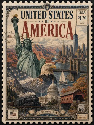 Japan Luxury Postal Stamp Poster