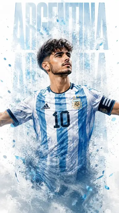 Argentina footballer celebration poster with smoke effects