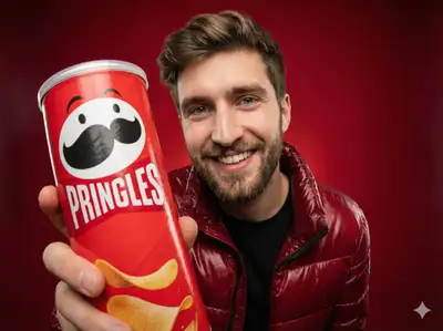 Fisheye snack-ad portrait prompt with orange color story