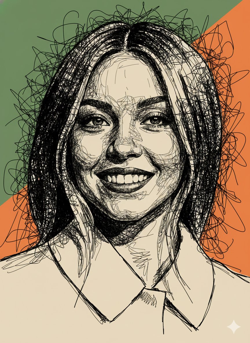 Raw Chaotic Ink Poster Portrait Style