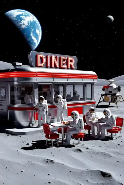 Astronauts on the Moon Diner Scene